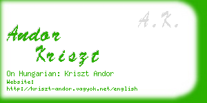 andor kriszt business card